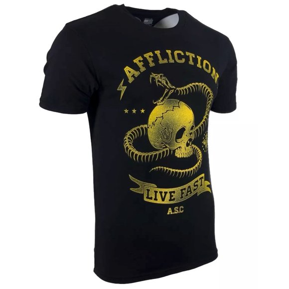 AFFLICTION SNAKE EYES Men's T-shirt BLACK Biker MM - Picture 5 of 8